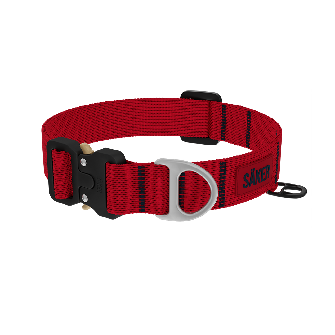 Front view of Canyon Collar in Rescue Red