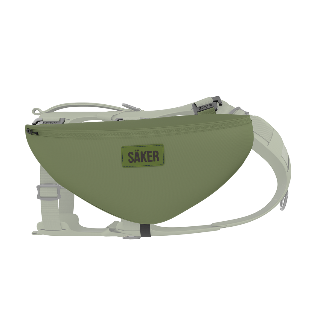 Side view of the Pouches 001 in Trail Green color by Säker