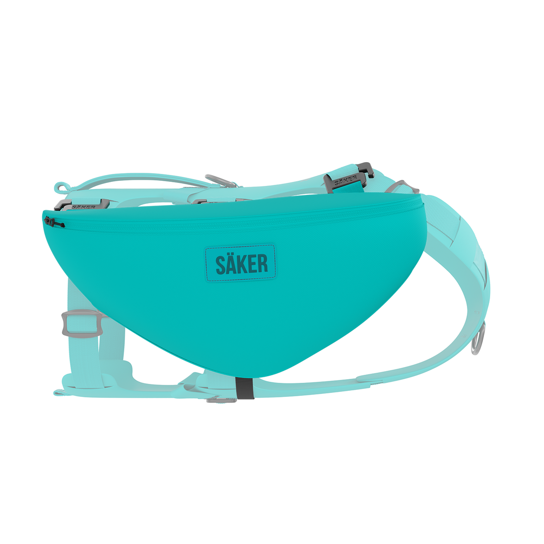 Side view of the Pouches 001 in Skeena Teal color by Säker